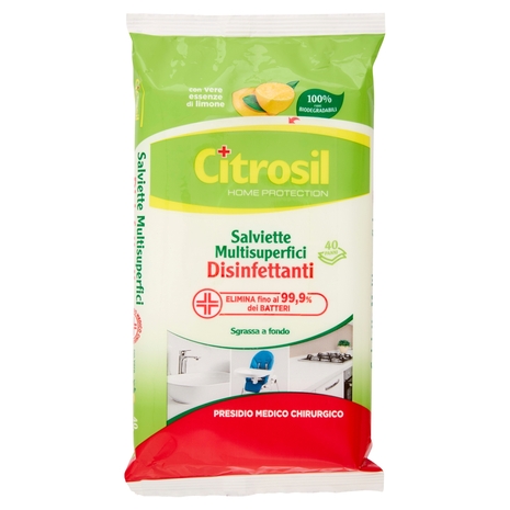 Citrosil Home Protection Salviette Multisuperfici Disinfettanti Limone 40 pz